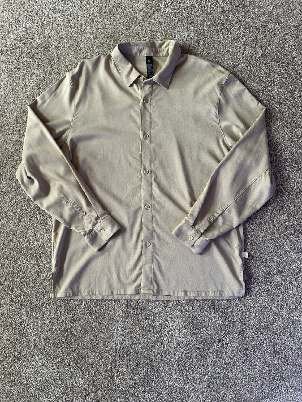 Lululemon Men's Button Down Shirt Beige Long Sleeve XL